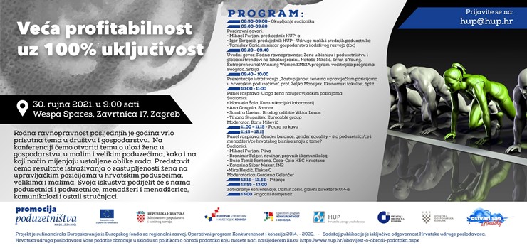 30.09.2021. - Konferencija „Veća profitabilnost uz 100% uključivost“ u organizaciji HUP- Udruge malih i srednjih poduzetnika