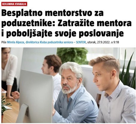 KOLUMNA: Besplatno mentorstvo za poduzetnike: Zatražite mentora i poboljšajte svoje poslovanje