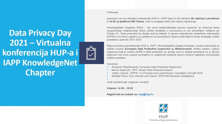 Poziv-Virtualna konferencija: Data protection by design and by default-28.1.