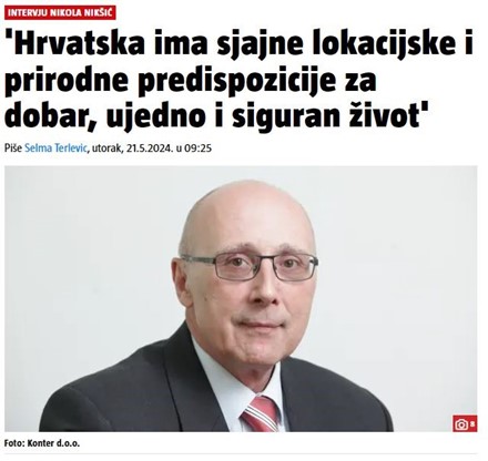 'Hrvatska ima sjajne lokacijske i prirodne predispozicije za dobar, ujedno i siguran život'