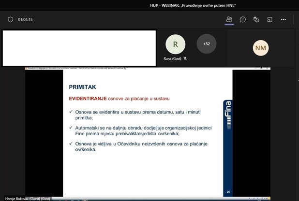 Održan webinar na temu: Provođenje ovrhe putem FINE