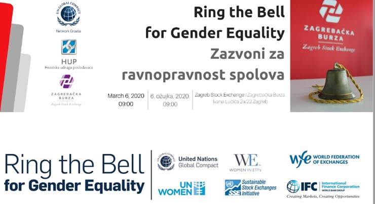 6.3.2020. Pozvoni za ravnopravnost spolova - Ring the Bell for Gender Equality, Zagrebačka Burza, Ivana Lučića 2a, 9:00